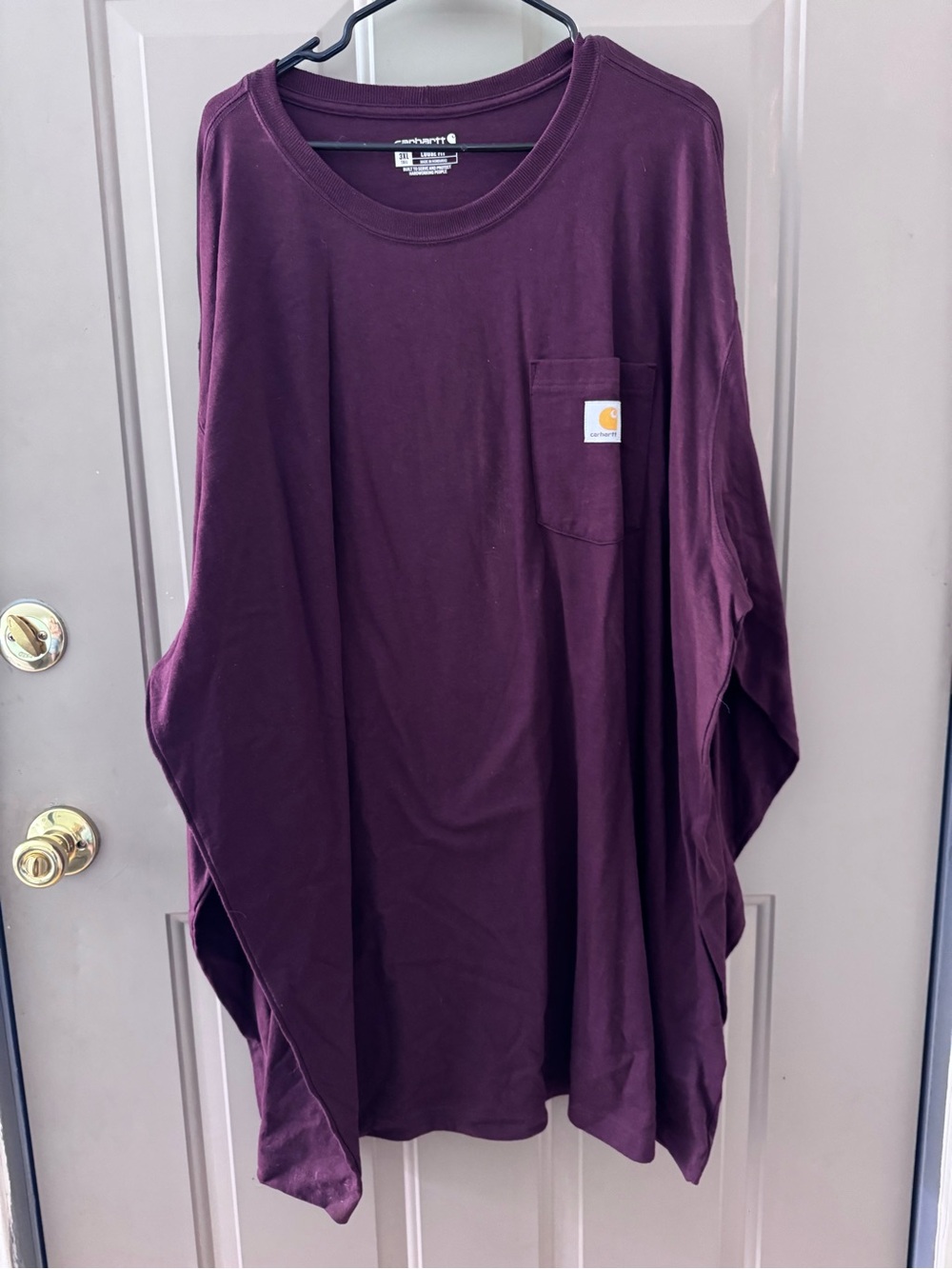 Carhartt Long-Sleeve Crew Pocket Tee in Plum